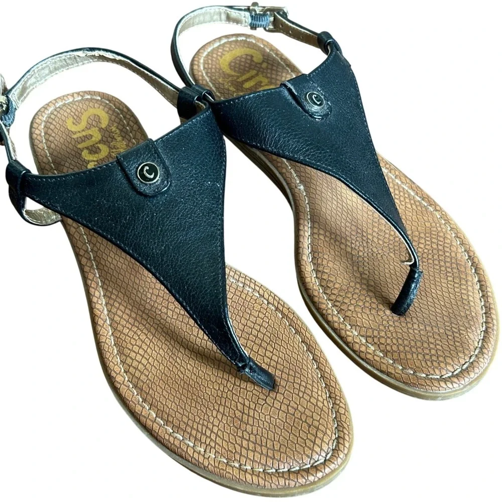 Circus by Sam Edelman Carolina Sandals Womens Black Snakeskin Slingback 8.5